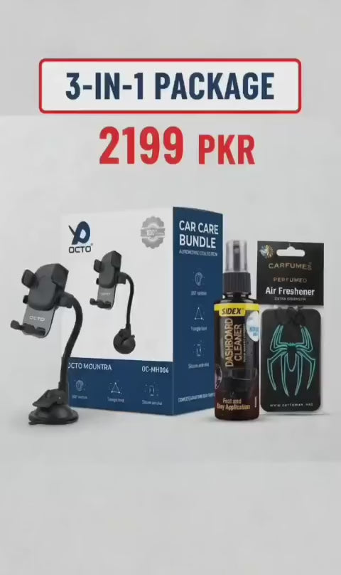 Premium 360° Car Mobile Holder – Free Cleaner & Freshener